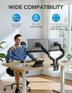 Dual Monitor Arm for 13 to 32 Inch Screens
