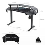 Gaming Desk with Keyboard Tray and LED Shelves