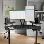 Gaming Desk with Keyboard Tray and LED Shelves