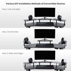 Gaming Desk with Keyboard Tray and LED Shelves