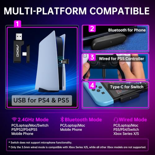 Wireless Gaming Headset for PS5 Switch and PC
