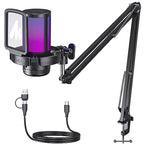 USB Gaming Microphone with Noise Cancellation and RGB