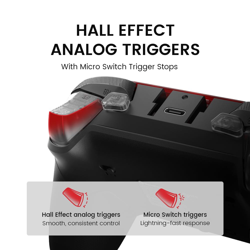 Wired Gaming Controller with Hall Effect Joysticks