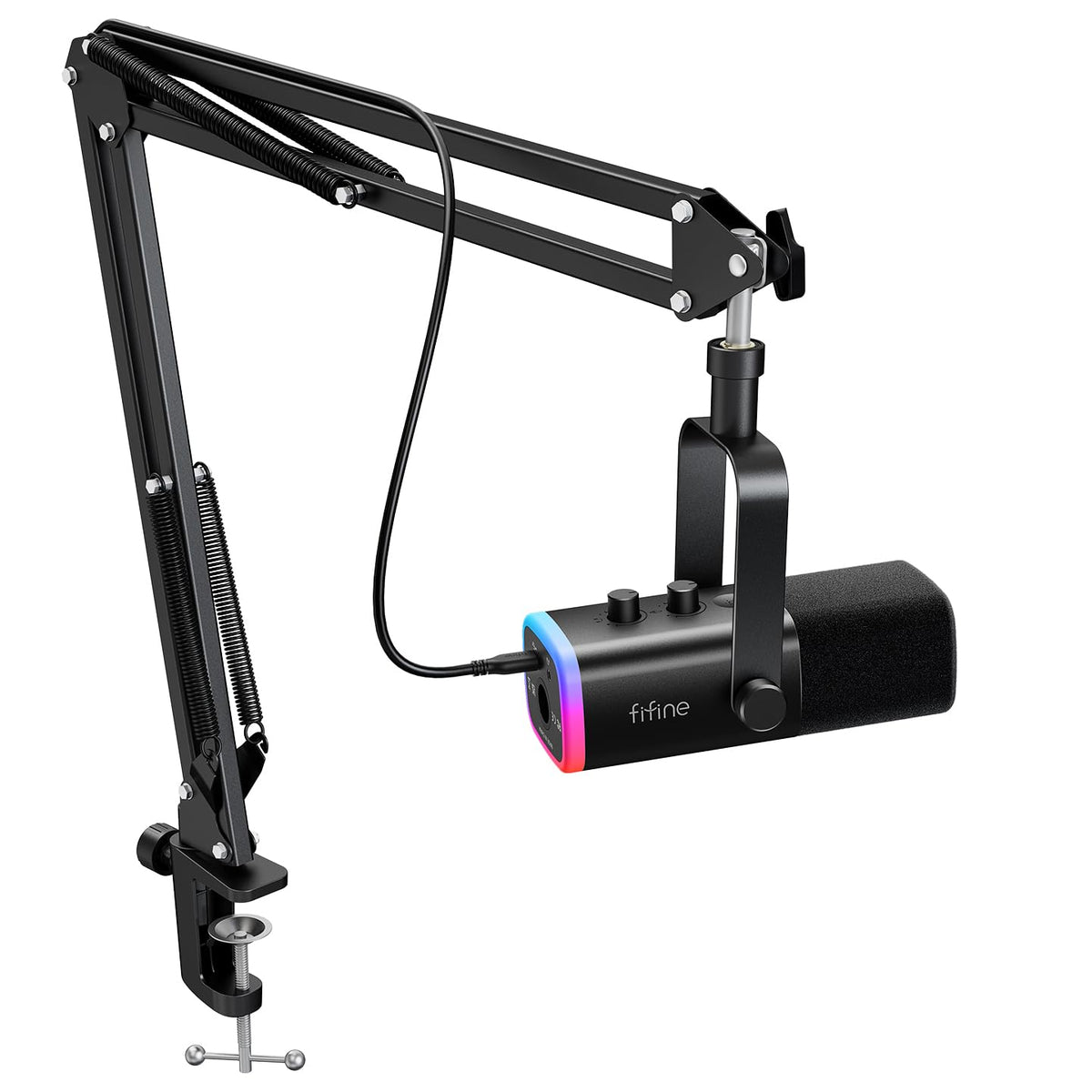 USB XLR Gaming Microphone with RGB and Boom Arm