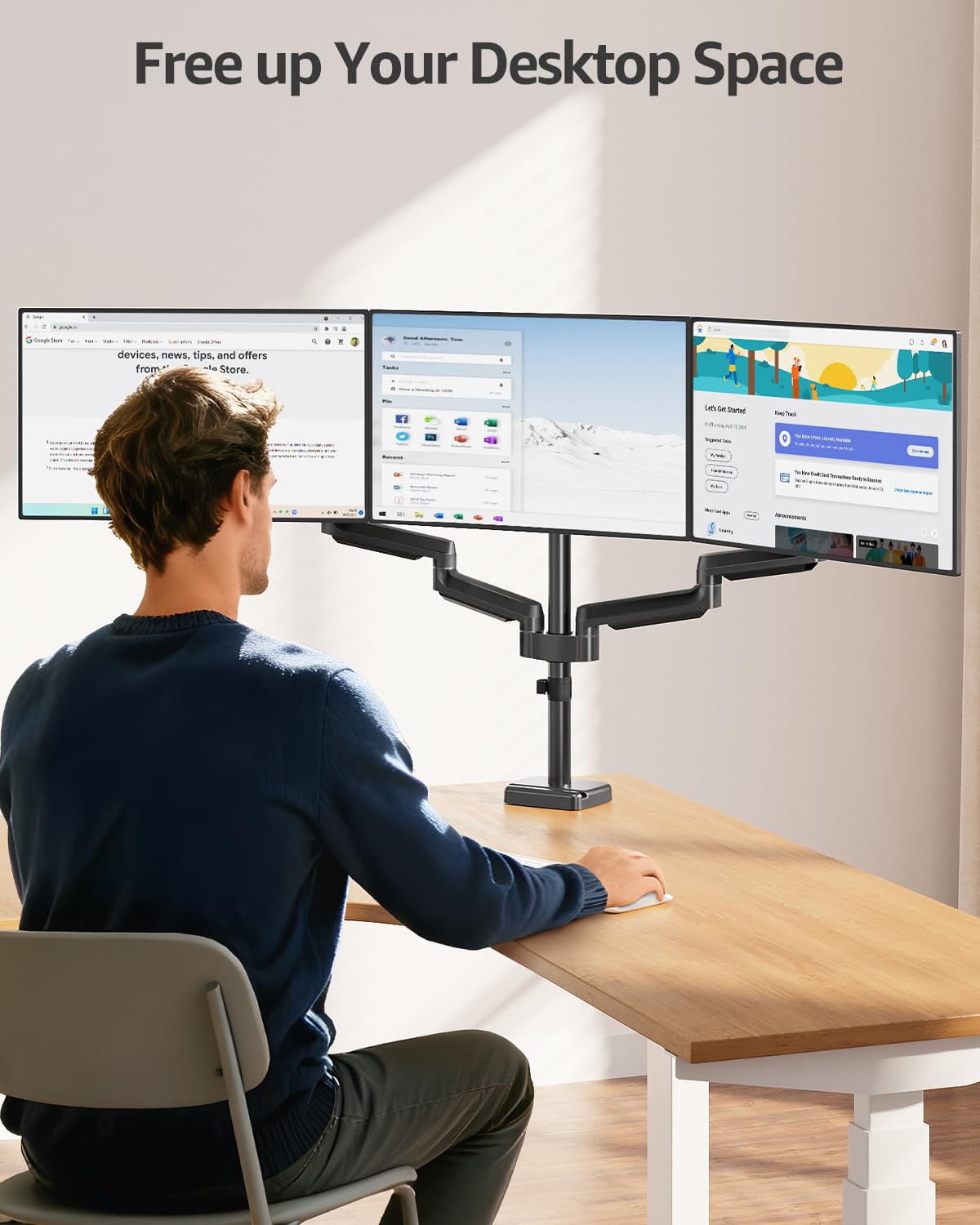 Triple Monitor Arm for 27 Inch Gaming Monitors