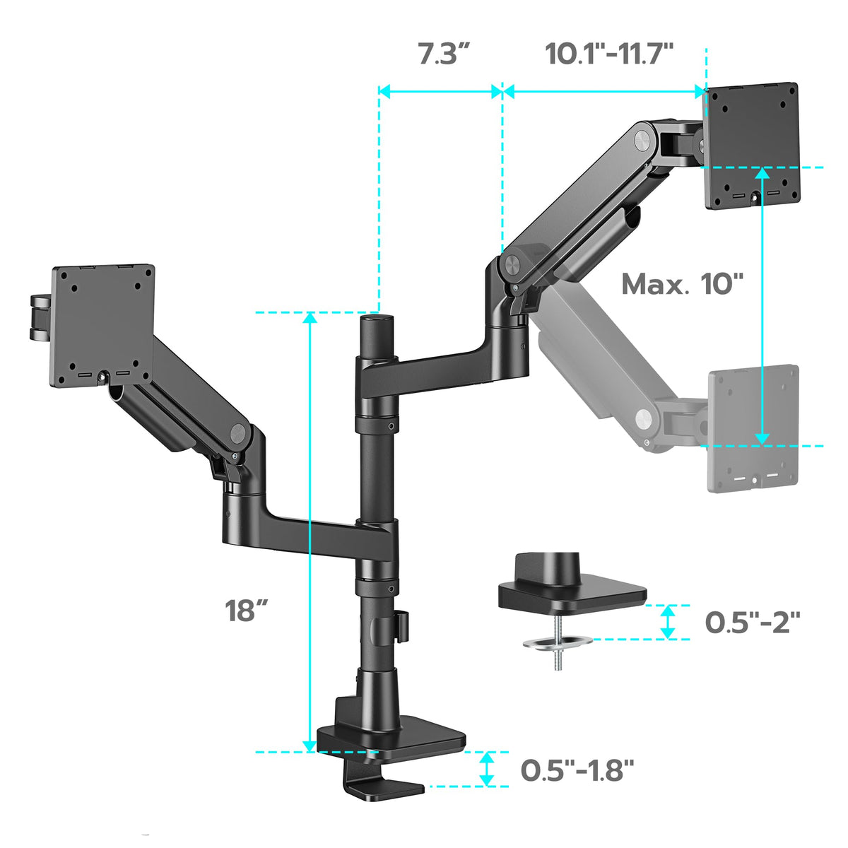 Monitor Arm Vertical Mount for 17 to 49 Inch Screens