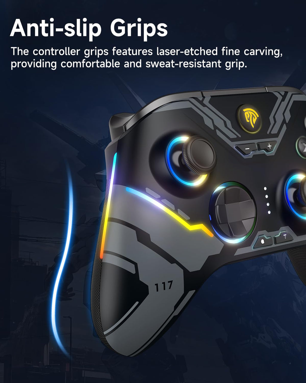 Wireless Gaming Controller with Hall Sticks and RGB