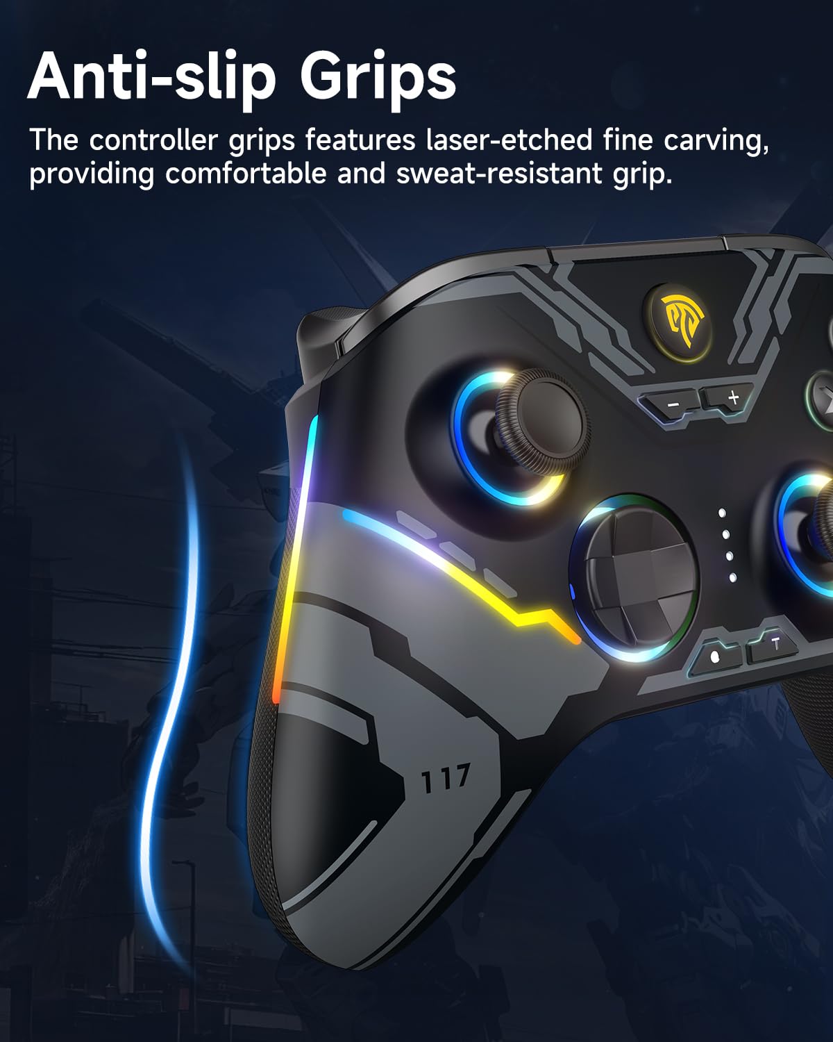Wireless Gaming Controller with Hall Sticks and RGB