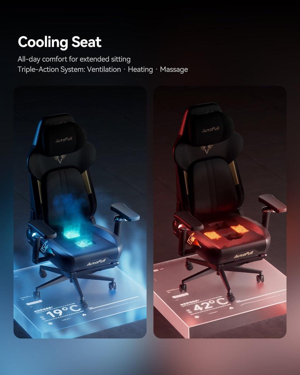 Gaming Chair with Heated Seat and Lumbar Support