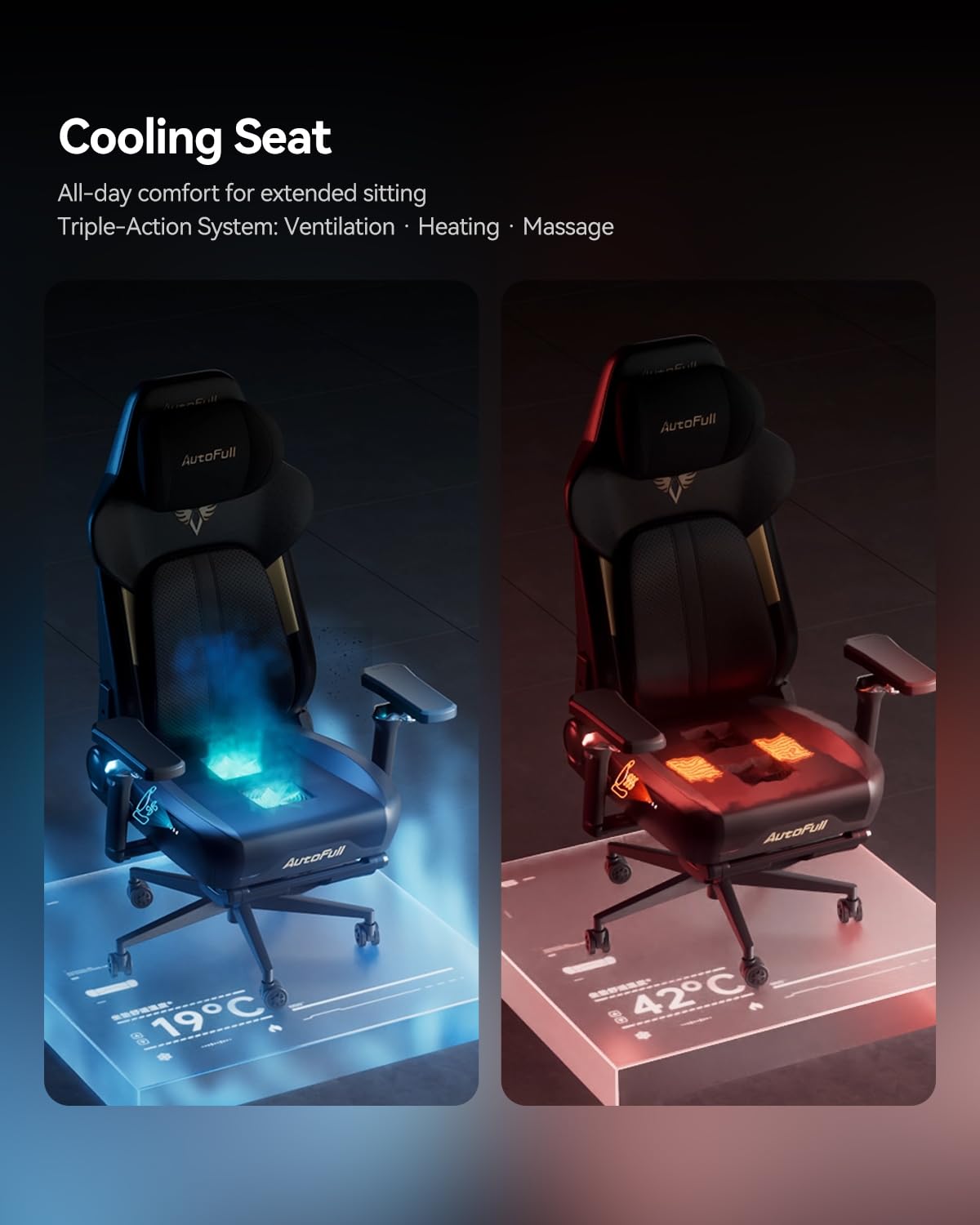 Gaming Chair with Heated Seat and Lumbar Support