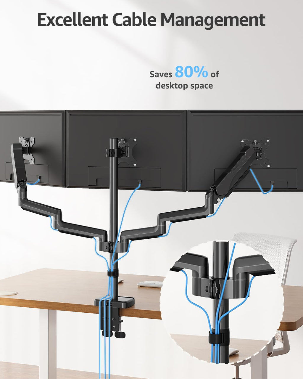 Triple Monitor Arm for 27 Inch Gaming Monitors