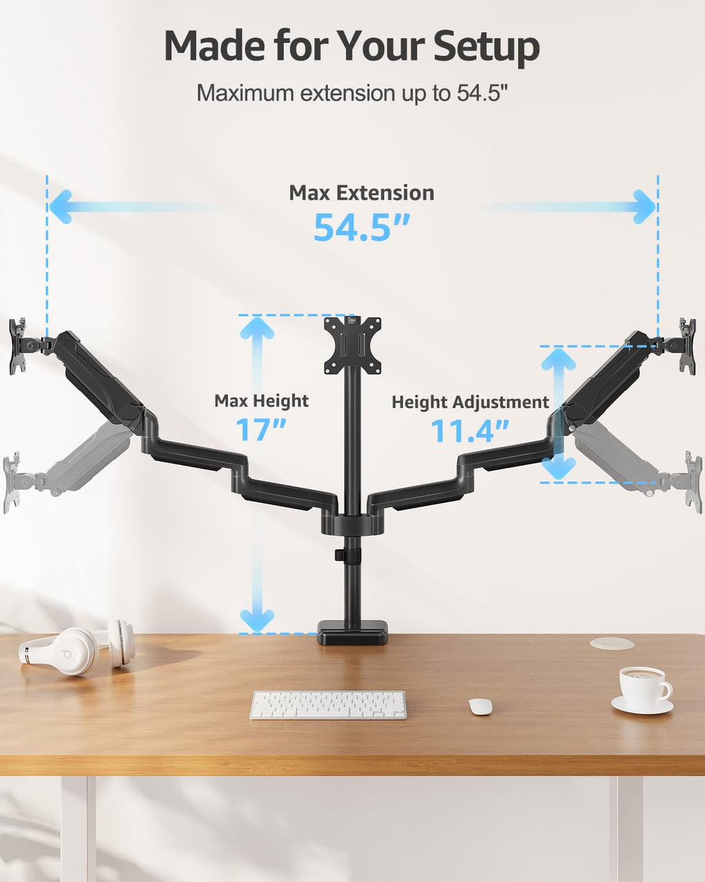 Triple Monitor Arm for 27 Inch Gaming Monitors