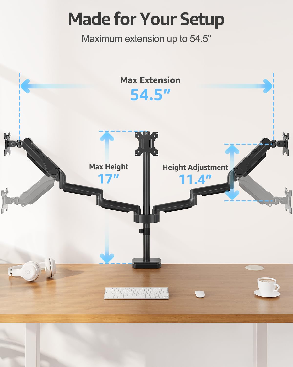 Triple Monitor Arm for 27 Inch Gaming Monitors