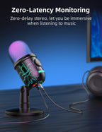 USB Gaming Microphone with Noise Reduction and RGB