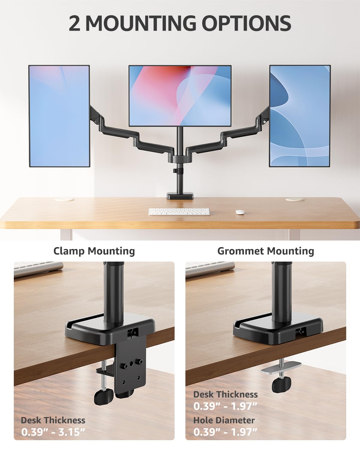 Triple Monitor Arm for 27 Inch Gaming Monitors