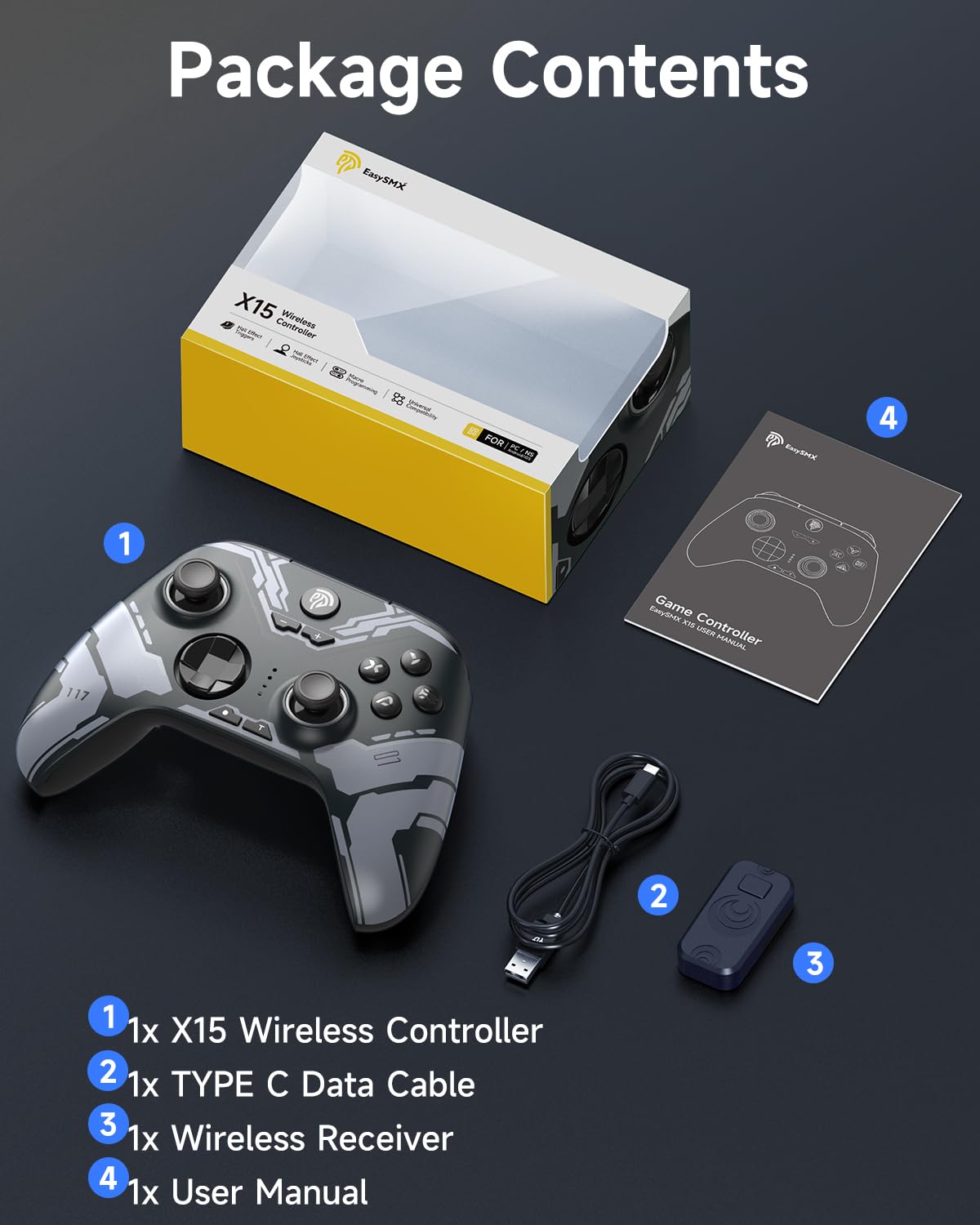 Wireless Gaming Controller with Hall Sticks and RGB