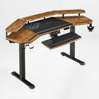 Gaming Desk with Keyboard Tray and LED Shelves