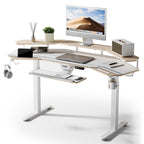 Gaming Desk with Keyboard Tray and LED Shelves