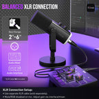 USB XLR Gaming Microphone with RGB and Mute Control