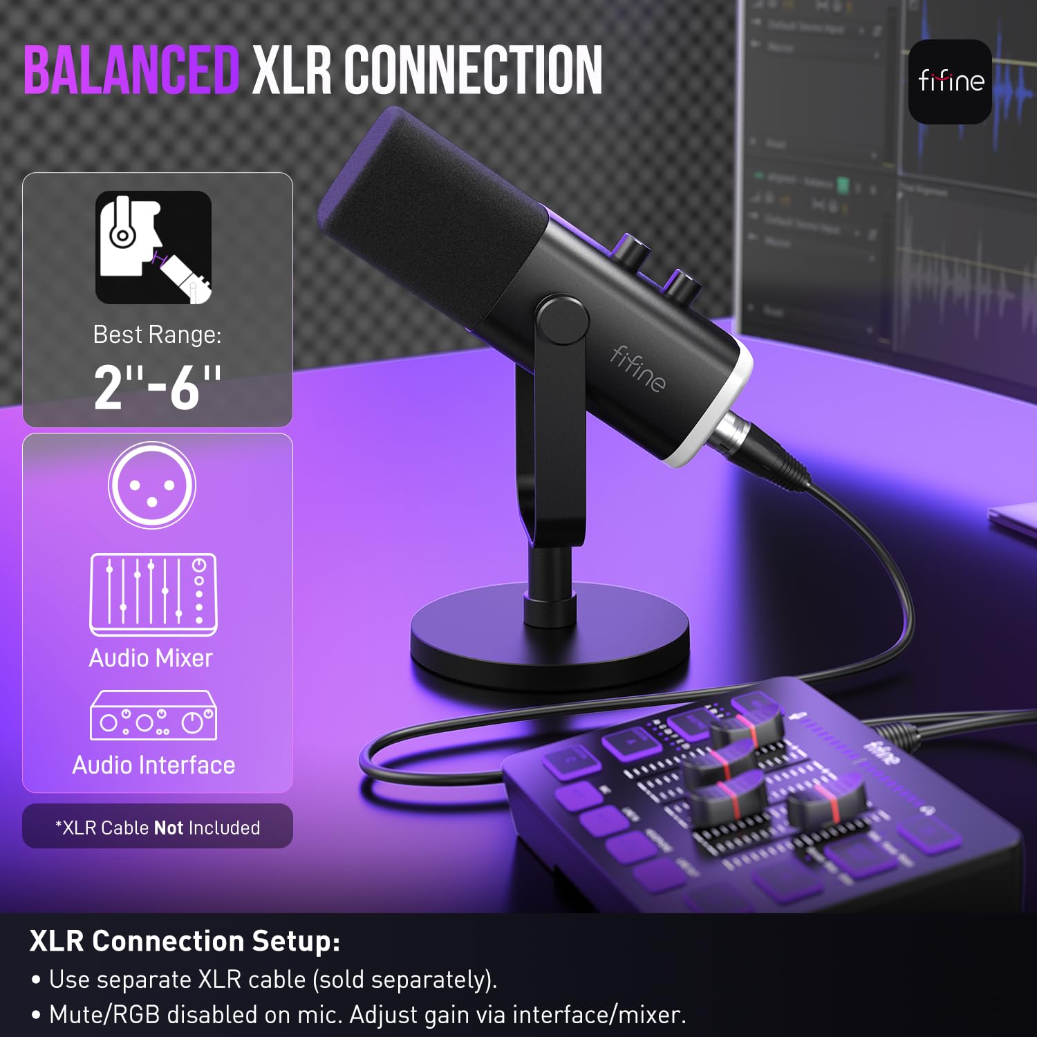 USB XLR Gaming Microphone with RGB and Mute Control