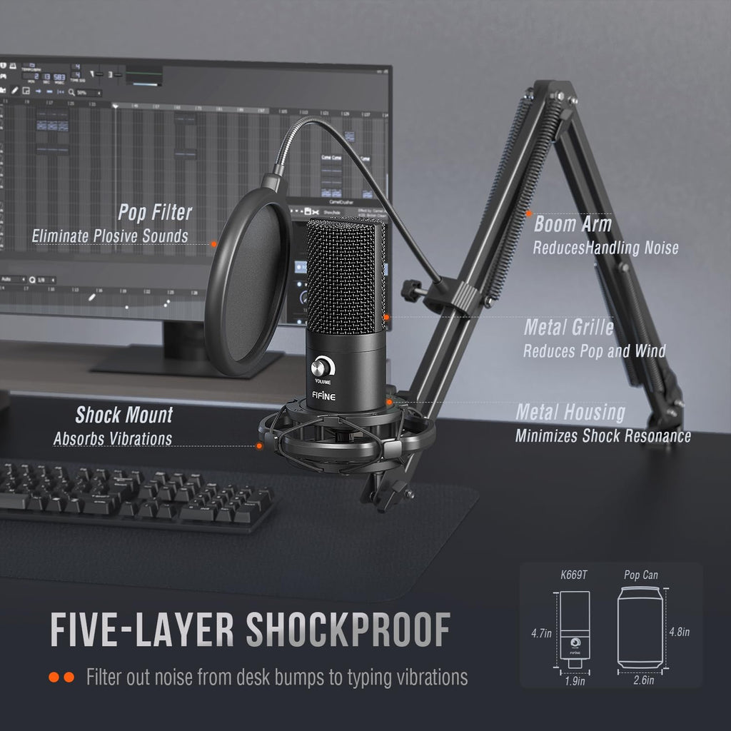 USB Condenser Gaming Microphone for Streaming and Recording