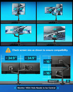 Dual Monitor Arm for 17 to 49 Inch Ultrawide Screens