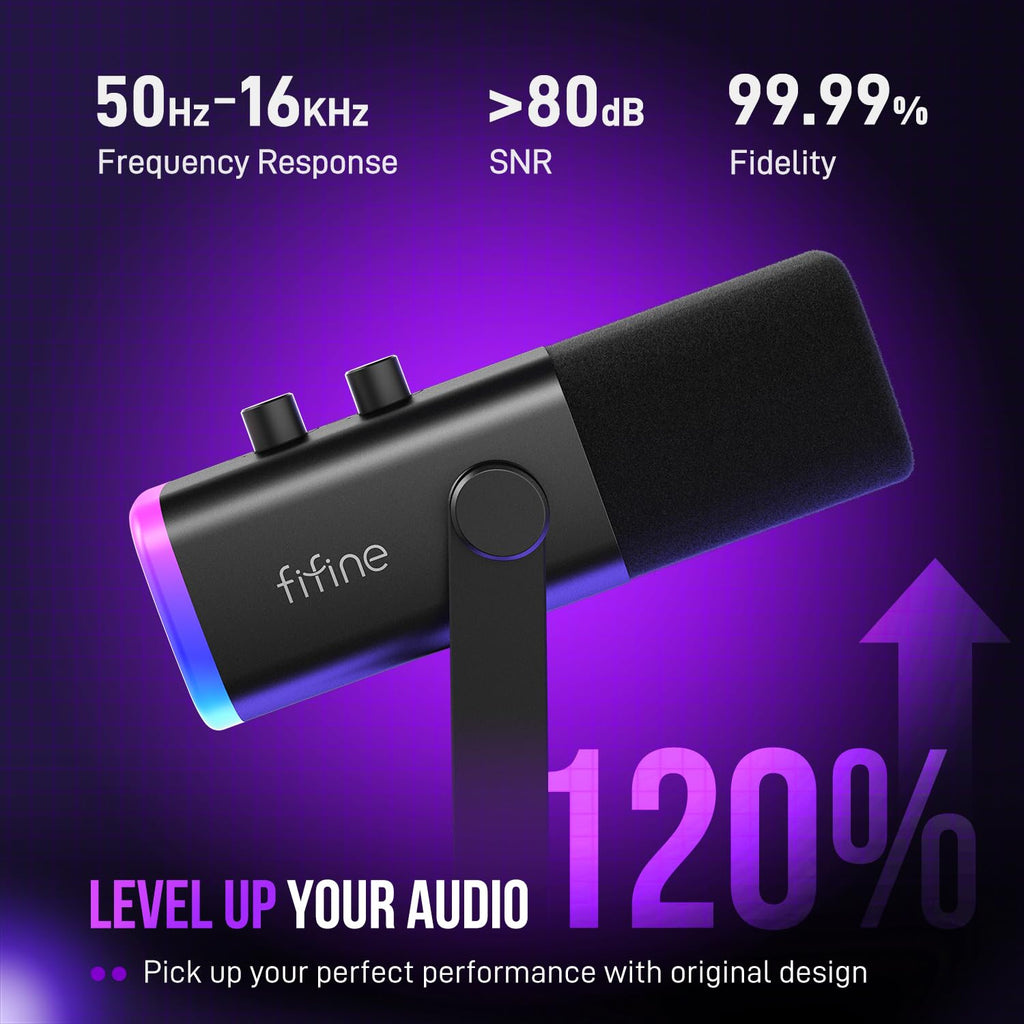 USB XLR Gaming Microphone with RGB and Mute Control