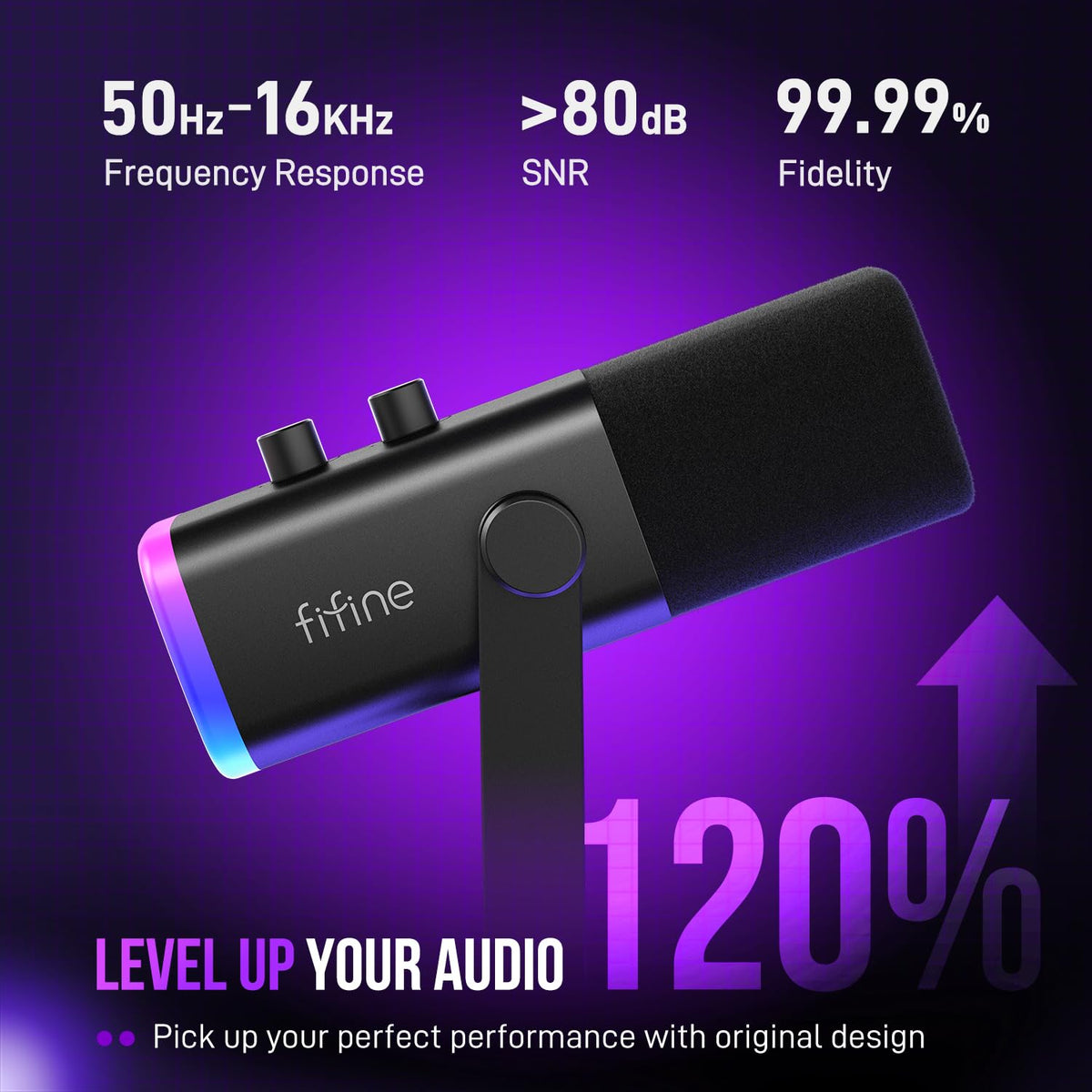 USB XLR Gaming Microphone with RGB and Mute Control