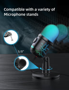 USB Gaming Microphone with Noise Reduction and RGB