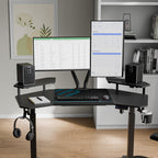 Gaming Desk with Keyboard Tray and LED Shelves