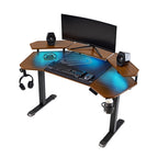 Gaming Desk with Keyboard Tray and LED Shelves