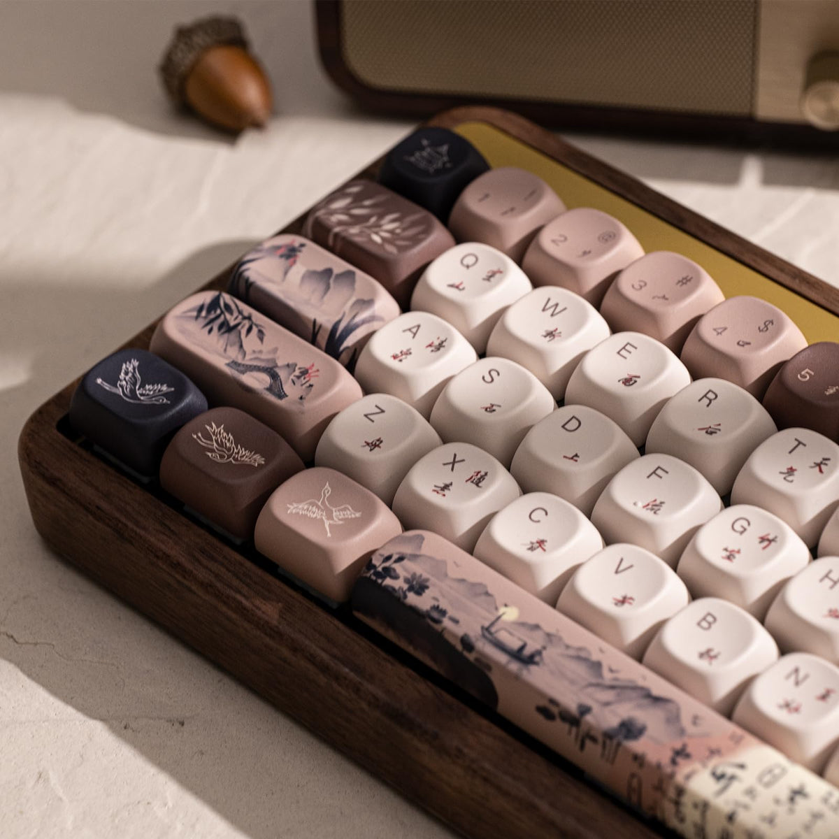 Wireless Mechanical Gaming Keyboard with Wood Frame