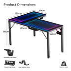 L Shaped Gaming Desk with LED Glass Desktop Design