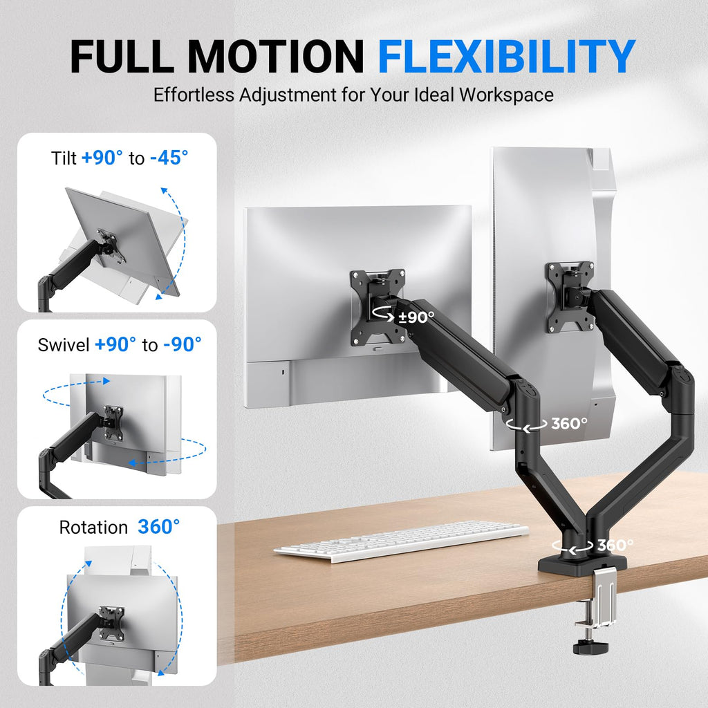 Gas Spring Monitor Arm with Full Motion Adjustment