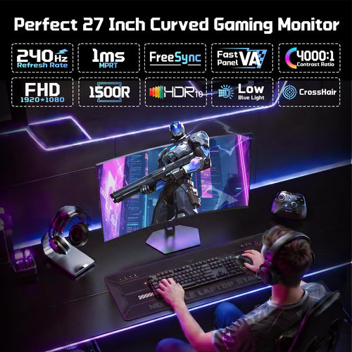 Curved Gaming Monitor with High Refresh Rate Display