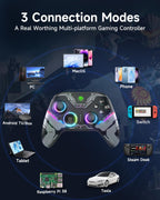 Wireless Gaming Controller with Hall Sticks and RGB
