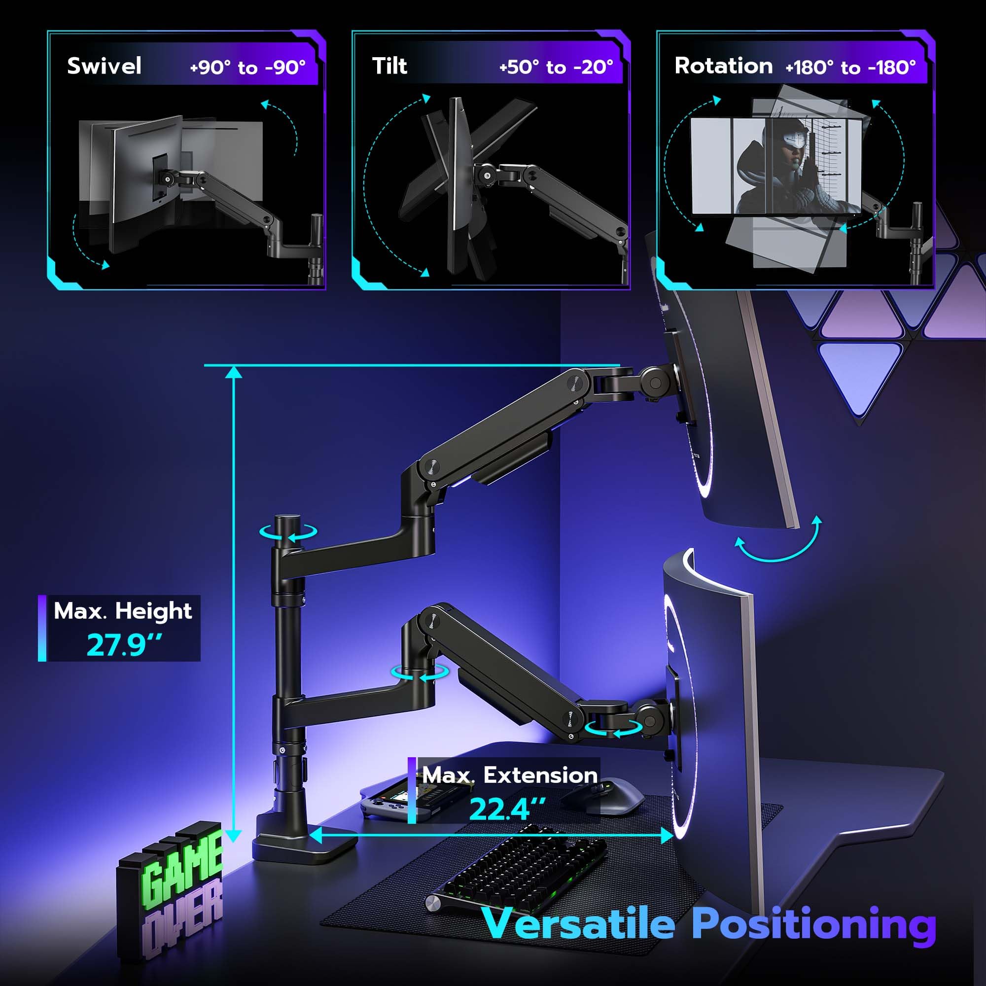 Monitor Arm Vertical Mount for 17 to 49 Inch Screens
