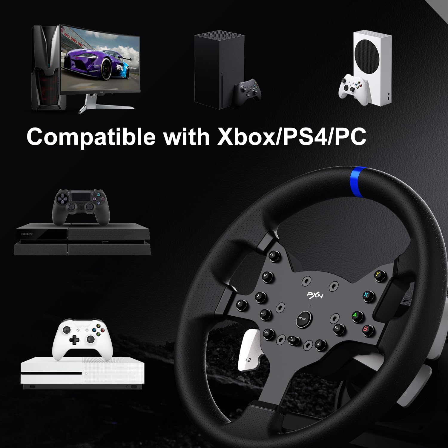 Force Feedback Racing Wheel with Pedals and Shifter
