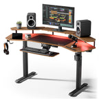 Gaming Desk with Keyboard Tray and LED Shelves