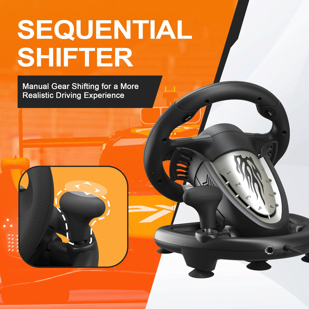 Gaming Racing Wheel with Pedals for PC and Console