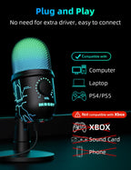 USB Gaming Microphone with Noise Reduction and RGB