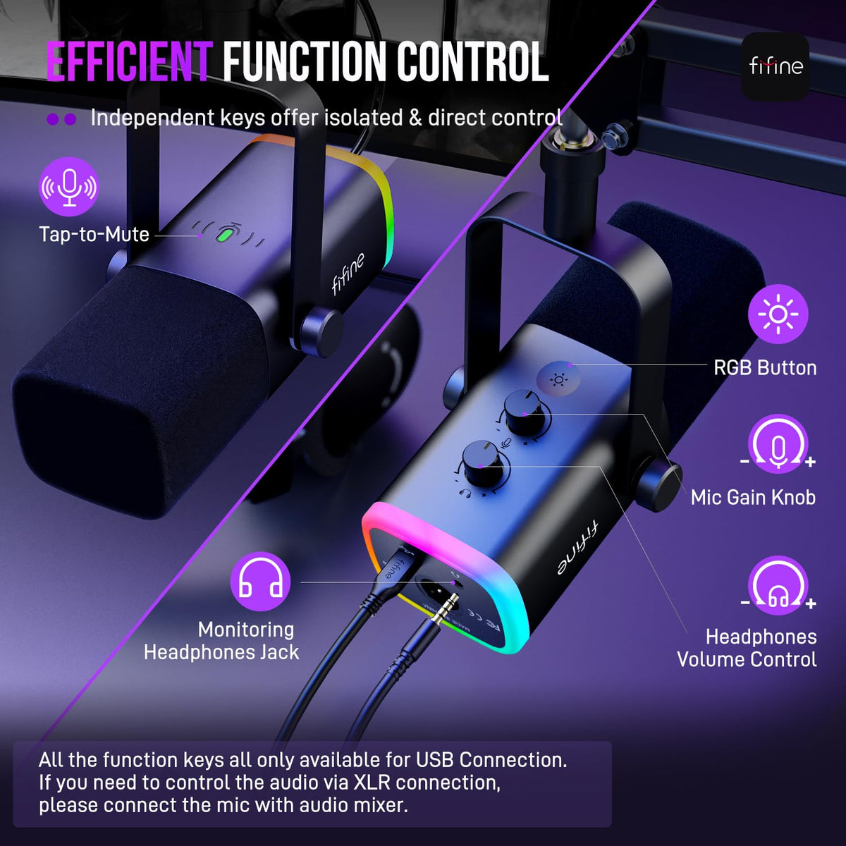 USB XLR Gaming Microphone with RGB and Boom Arm