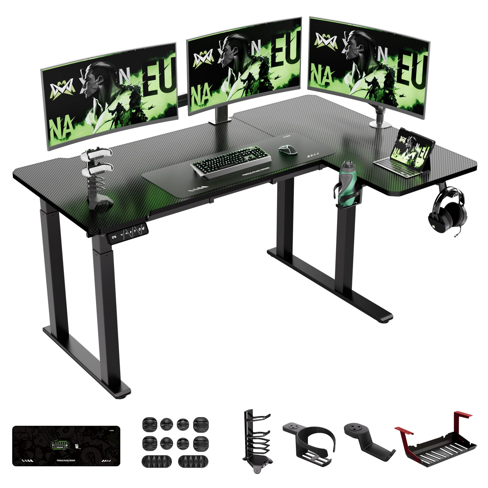 Standing Gaming Desk with Adjustable Height Frame