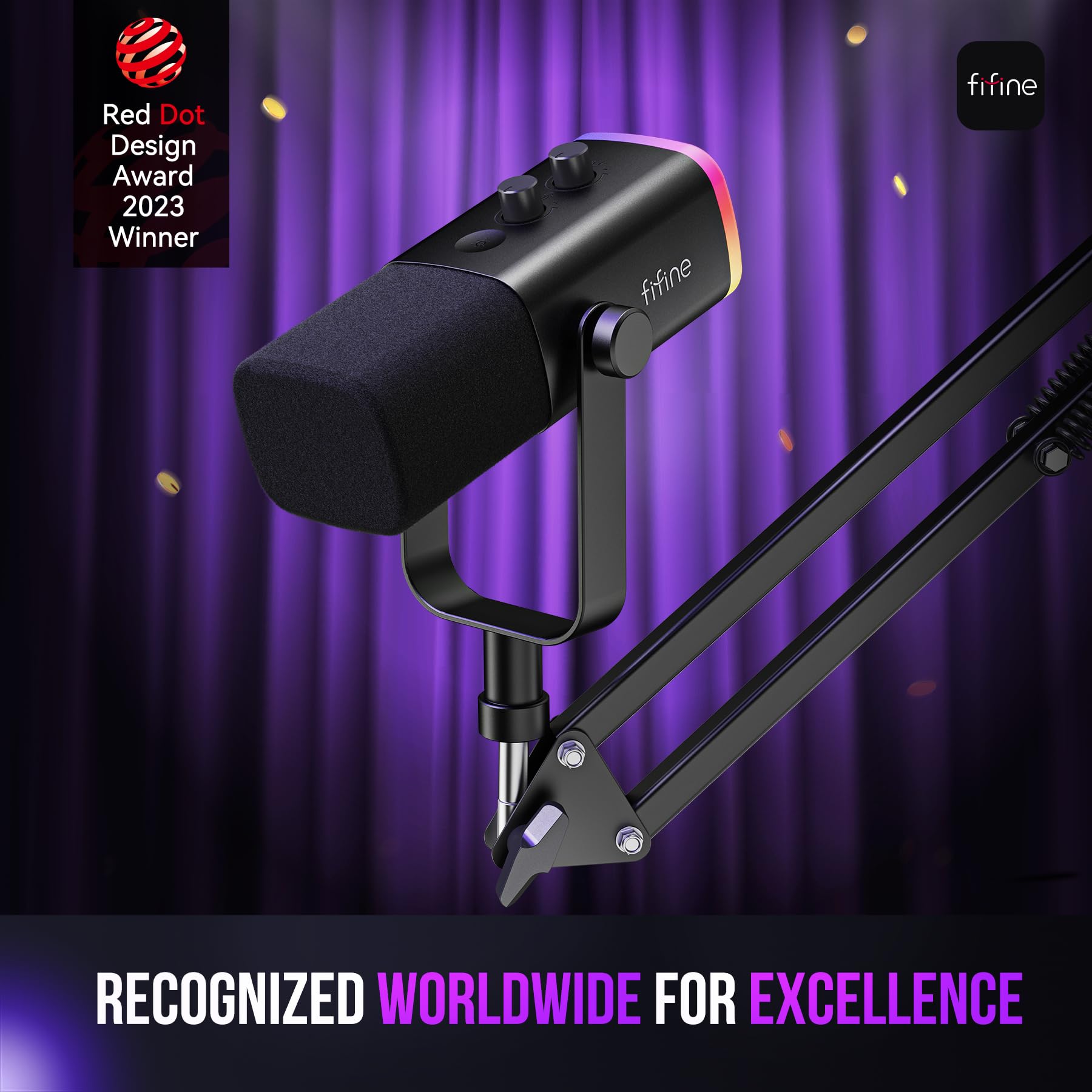 USB XLR Gaming Microphone with RGB and Boom Arm