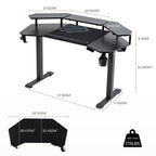 Gaming Desk with Keyboard Tray and LED Shelves