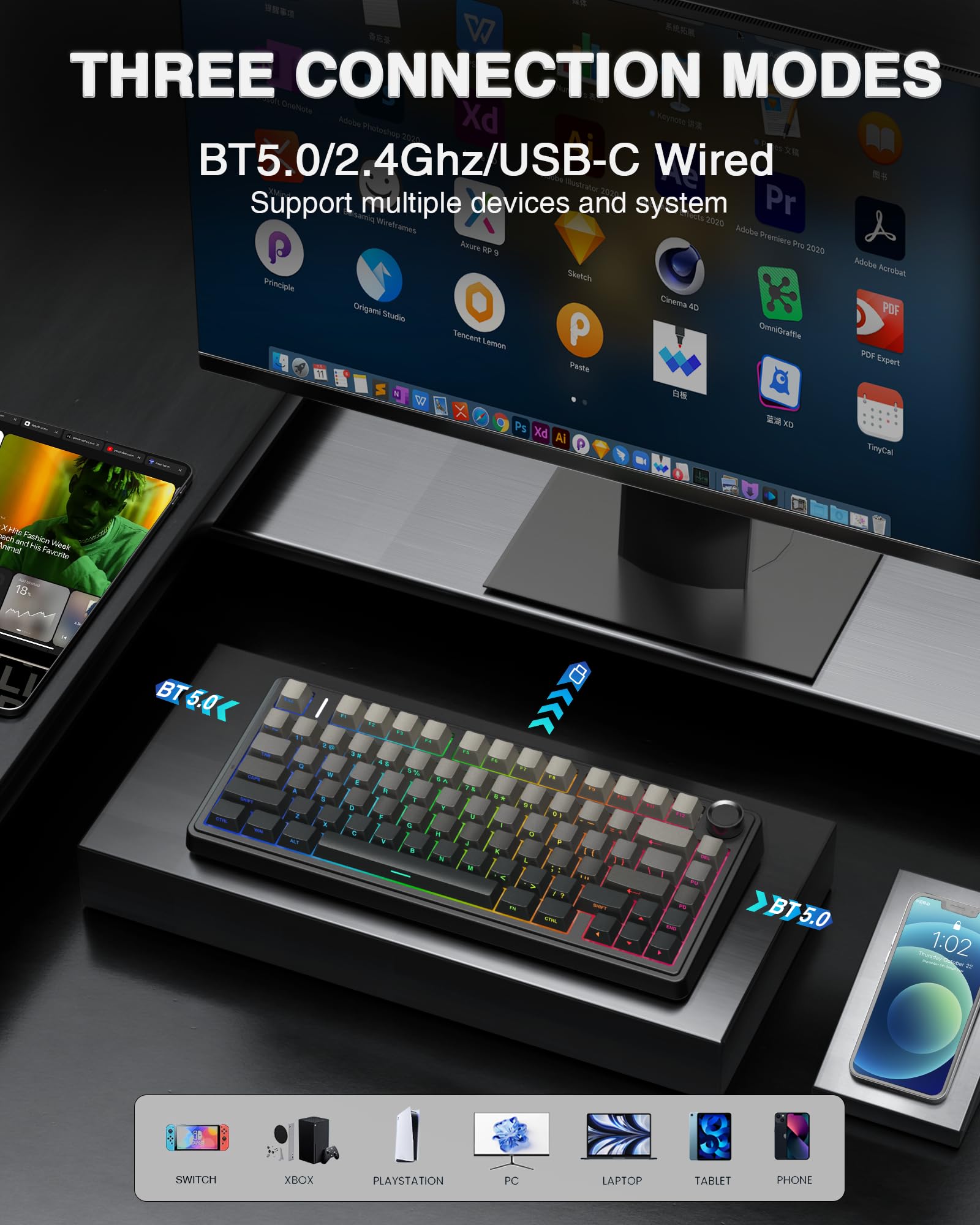 Wireless Gaming Keyboard with RGB and Hot Swap Switches