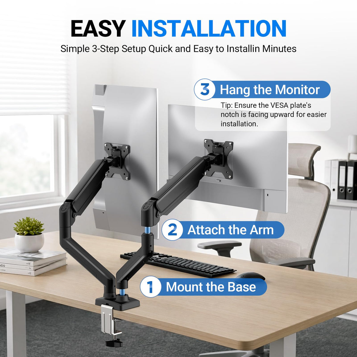 Gas Spring Monitor Arm with Full Motion Adjustment