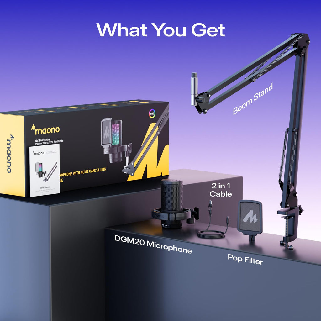 USB Gaming Microphone with Noise Cancellation and RGB