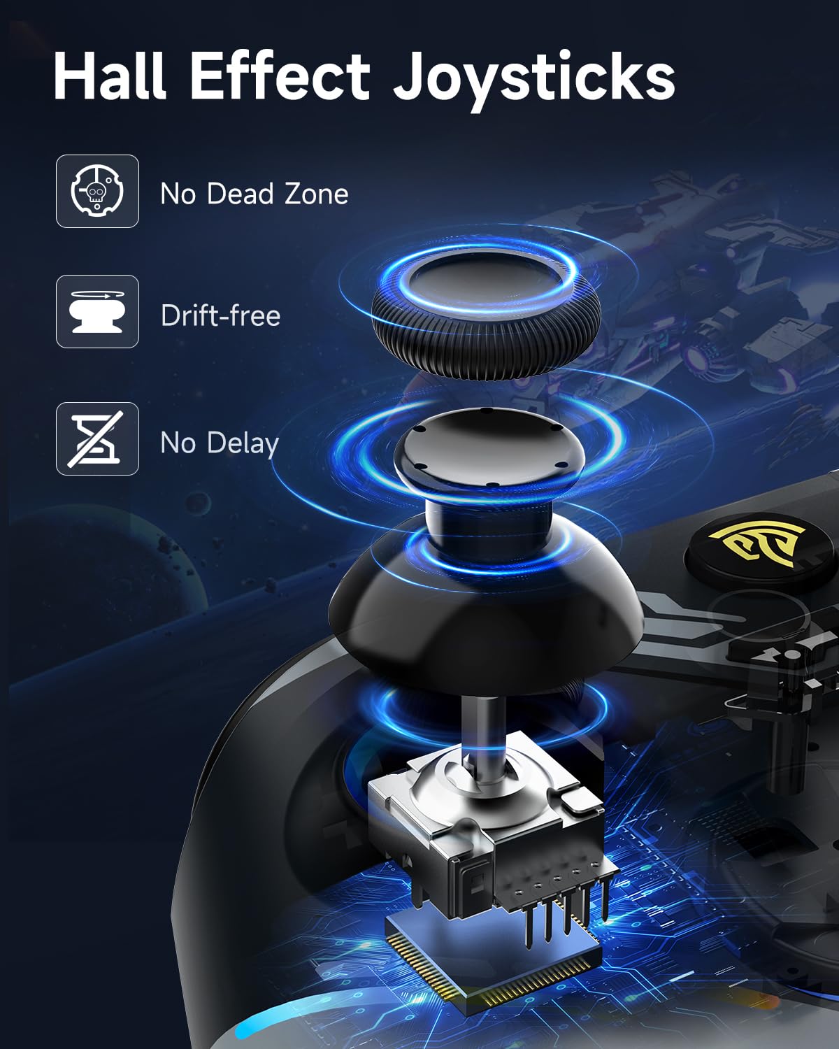 Wireless Gaming Controller with Hall Sticks and RGB