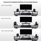 Gaming Desk with Keyboard Tray and LED Shelves